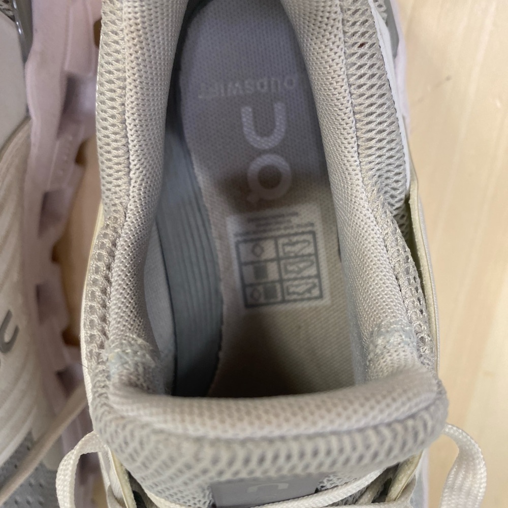 On Running Women's Athletic Shoes in Gray and Cream - Picture 6 of 9